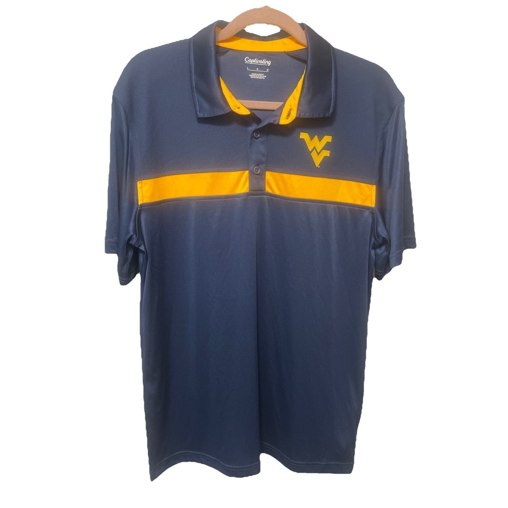 WestVirginia University Team Polo Navy And Orange Men's Size Large
